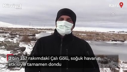 Kars'taki Çalı Gölü tamamen dondu