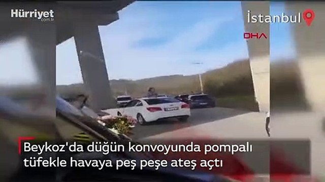 Düğün konvoyunda pompalı tüfek dehşeti kamerada