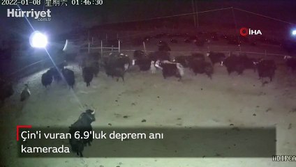 Çin'deki 6.9'luk deprem anı kamerada