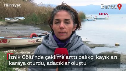 İznik Gölü'nde çekilme arttı balıkçı kayıkları karaya oturdu, adacıklar oluştu