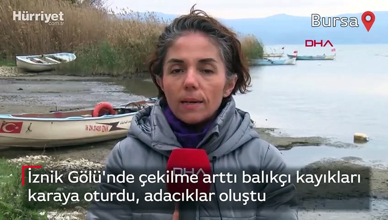 İznik Gölü'nde çekilme arttı balıkçı kayıkları karaya oturdu, adacıklar oluştu