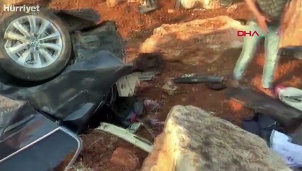 Otomobili uçuruma yuvarlandı, sürücü ertesi gün fark edilip çıkarıldı