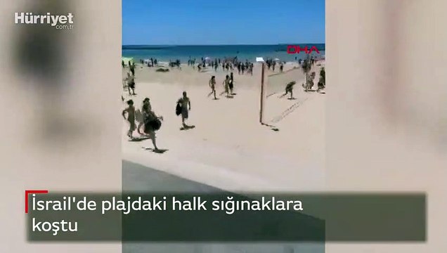 İsrail'de plajdaki halk sığınaklara koştu