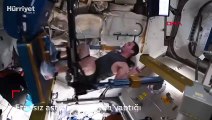 Fransız astronot, uzayda yaptığı egzersizin görüntüsünü paylaştı