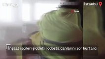 İnşaat işçileri şiddetli lodosta canlarını zor kurtardı