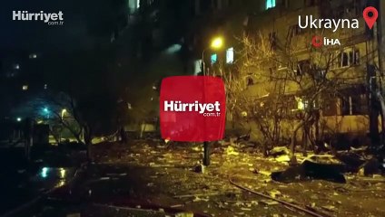 Kiev’de vurulan İHA’nın binaya düşmesi sonucu 3 kişi yaralandı