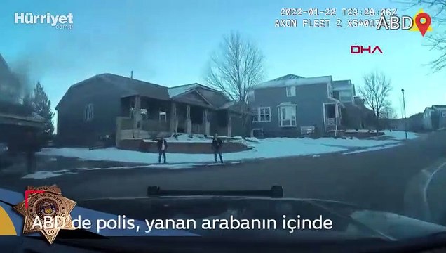 ABD'de polis, yanan arabanın içinde mahsur kalan köpeği kurtardı