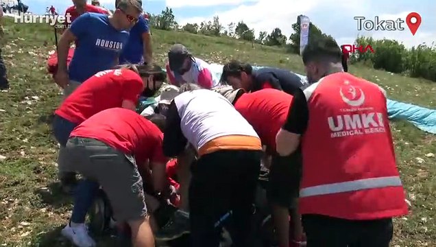 Yamaç paraşütçüsü, kalkış sırasında düşüp kolunu kırdı