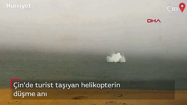 Çin'de turist taşıyan helikopter böyle düştü