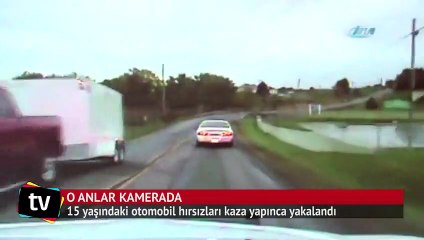 15 yaşındaki otomobil hırsızları kaza yapınca yakalandı