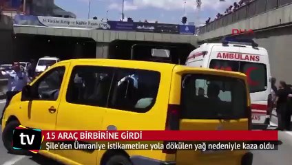 Yola dökülen yağ kazası:  15 araç birbirine girdi, 4 kişi yaralandı