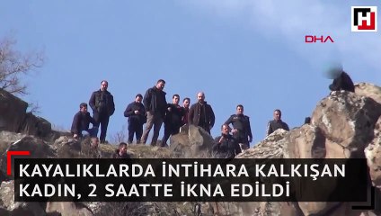 Kayalıklarda intihara kalkışan kadın, 2 saatte ikna edildi
