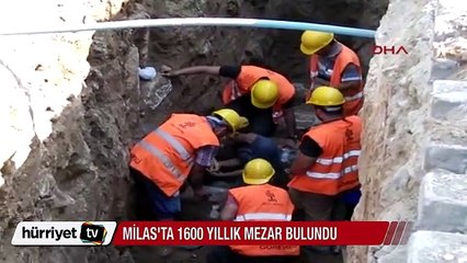 Milas'ta kanalizayon çalışması sırasında 1600 yıllık mezar bulundu