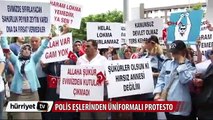 Polis eşlerinden üniformalı protesto