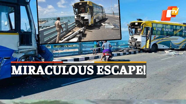 Video: Head-on Bus Collision On Pamban Bridge In Rameswaram, Several Injured