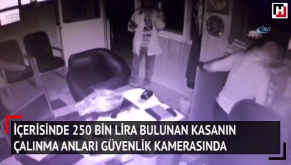 İçerisinde 250 bin lira bulunan kasanın çalınma anları güvenlik kamerasında