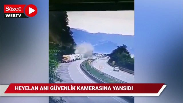 Heyelan anı güvenlik kamerasına yansıdı