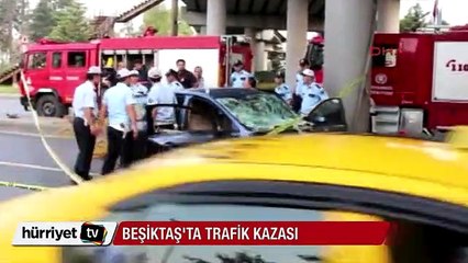 Beşiktaş'ta kaza yapan otomobilin motoru fırladı