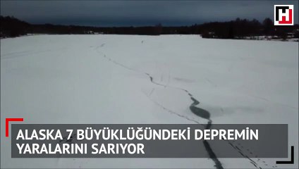 Alaska'daki deprem felaketi havadan görüntülendi