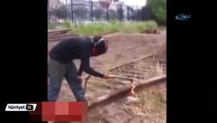 Raylarda kaynak yapan bir adamın başına ne gelebilir?