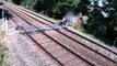 Shocking footage shows young boy playing on live train tracks while his dozy dad chats on a mobile phone
