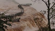 Les images du débit impressionnant des chutes d'Iguazu, dix fois supérieur à la normale