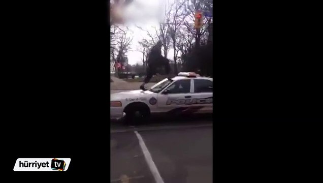 Polisin siren lambasını kıran adama yaka paça gözaltı