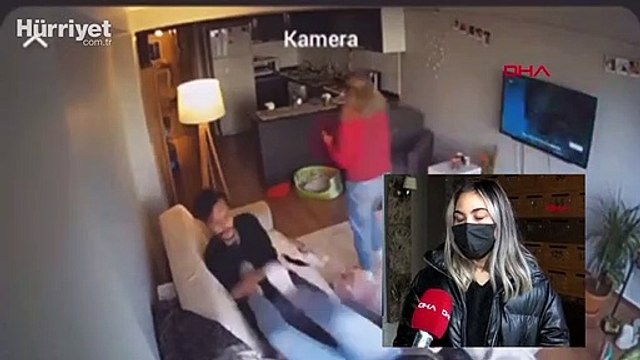 Ayrılmak istediği erkek arkadaşı darbetti, o anlar güvenlik kamerasında