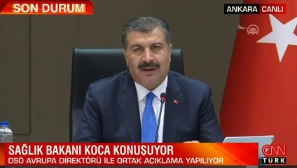 Bakan Koca DSÖ Avrupa Direktörü ile ortak açıklama yapıyor