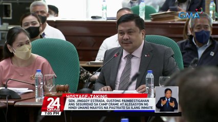 Sen. Jinggoy Estrada, gustong paimbestigahan ang seguridad sa Camp Crame at alegasyon ng hindi umano maayos na pagtrato sa ilang inmate | 24 Oras