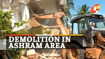 Bulldozer Near Trahi Achyuta Ashram To Demolish Illegal Buildings