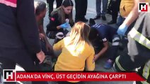 Adana'da vinç, üst geçidin ayağına çarptı