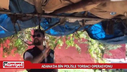 Adana'da bin polisle torbacı operasyonu helikopter kamerasında