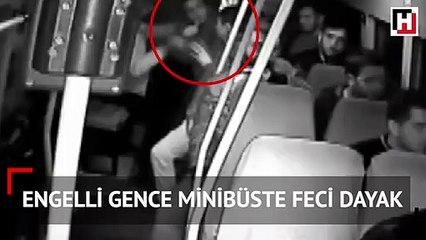 Engelli gence minibüste korkunç dayak!