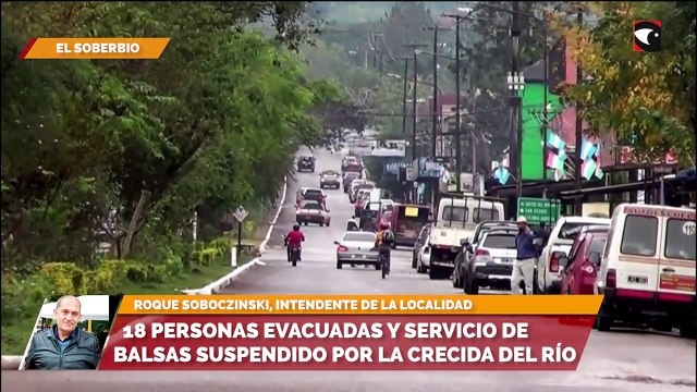 El Soberbio: 18 personas evacuadas y servicio de balsas suspendido por la crecida del río