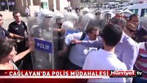 POLİSTEN, ADLİYE ÖNÜNDEKİ EYLEME KALKANLARLA MÜDAHALE