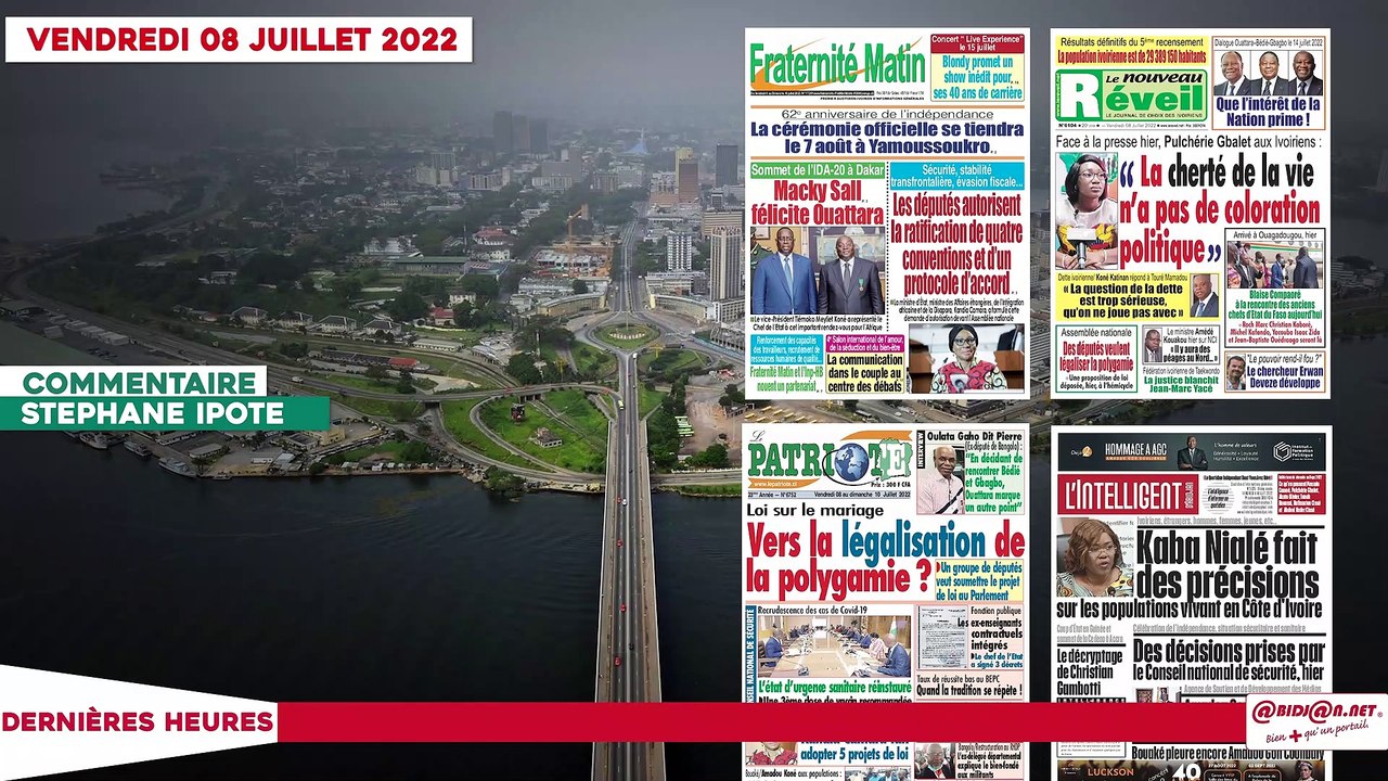 Le Titrologue du 08 Juillet 2022- loi sur le mariage- vers la législation de la polygamie?