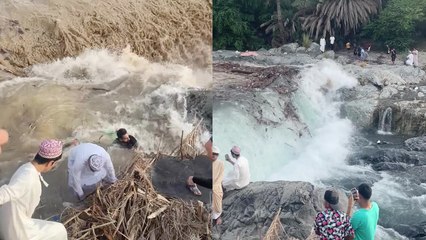 HORRIFIC! Man gets soaked in floodwater due to not taking the filmer's warning seriously