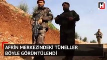 AA, teröristlerin Afrin merkezindeki tünellerini görüntüledi