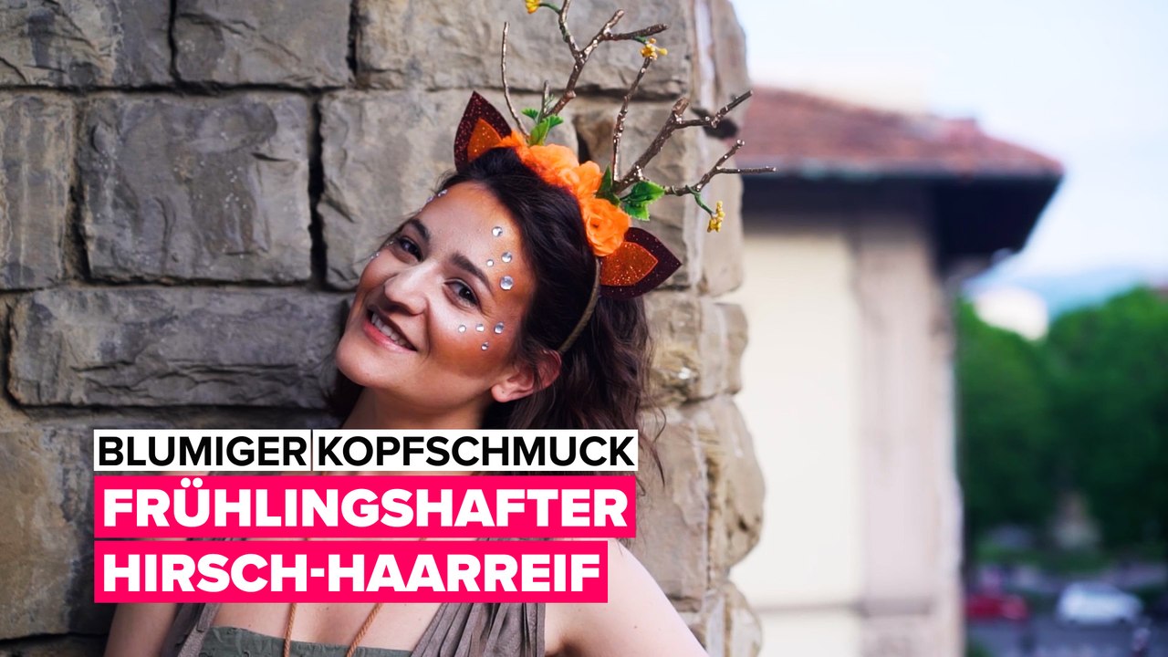 Blumiger Kopfschmuck für den Frühling: Hirsch-Haarreif
