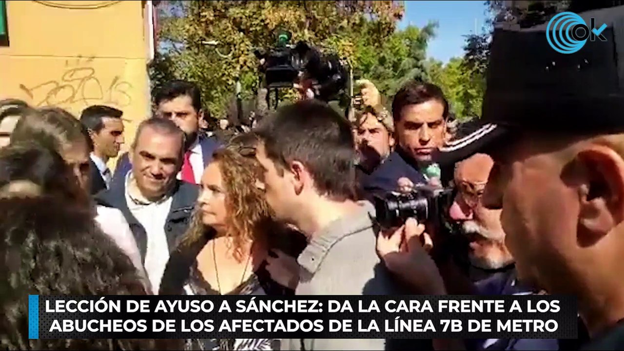 Lección de Ayuso a Sánchez da la cara frente a los abucheos de los afectados de la línea 7B de Metro