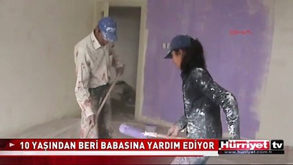 14 YAŞINDAKİ ELİF BABASIYLA İNŞAATLARDA ÇALIŞIYOR
