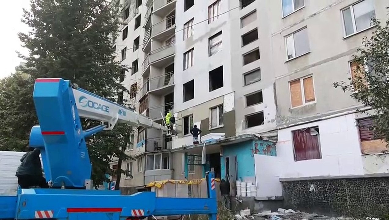 Destrozos en Járkov, Ucrania.