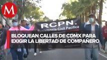 Manifestantes de RCPN marchan en CdMx y exigen la liberación de su compañero, quien fue detenido