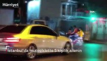 İstanbul’da motosiklette 5 kişilik ailenin tehlikeli yolculuğu kamerada
