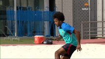 Xavi reúne a la plantilla del Barça antes del entrenamiento