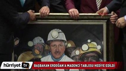 Başbakan Erdoğan'a madenci tablosu hediye edildi