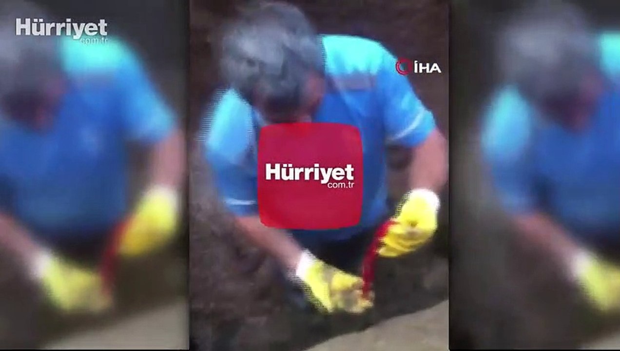 Kanalizasyona düşen çeyrek altınlar için yolu kazdılar