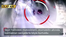 Otomobilin altında kalmaktan saniyelerle böyle kurtuldu