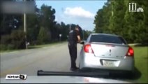 Uyarılara aldırış etmeyen kadın sürücü polis memurunu sürükledi